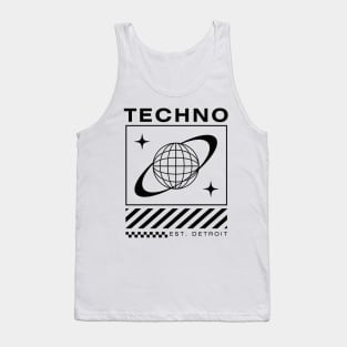 TECHNO  - Ring Planet Y2K (Black) Tank Top